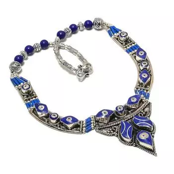 Natural Lapis Lazuli Gemstone Handmade Jewelry Necklace 18 n7l89