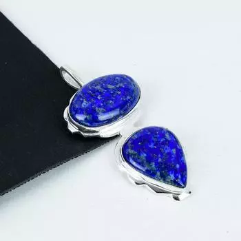 Natural Lapis Lazuli Gemstone Silver Pendant in 925 Sterling Silver- Handmade Design, Everyday Wear Jewelry, Unique Pendant Engagement Gifts 2.75 синий
