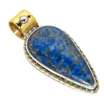 Natural Lapis Lazuli TwoTone 925 Solid Sterling Silver Gift Pendant 1.50 G7c30