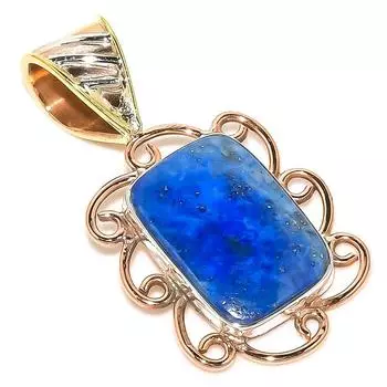 Natural Lapis Lazuli TwoTone 925 Solid Sterling Silver Gift Pendant 1.30 Y0r41