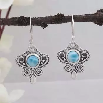 Натуральный ларимар Серьга с драгоценным камнем, Стерлинговое серебро 925 пробы, Серьга с камнем по месяцу рождения, Подарок для нее, Дизайнерская серьга, Бохо серьга