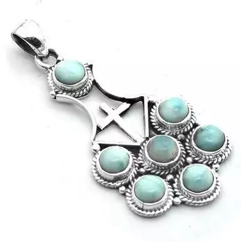 Natural Larimar gemstone Pendant, 925 Sterling Silver, Birthstone Jewelry, Unique Gift, Christmas Gift, Handmade Jewelry