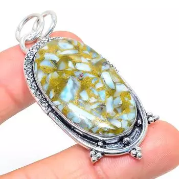 Natural Larimar In Copper Gemstone 925 Sterling Silver Pendant 2.40 U8a39