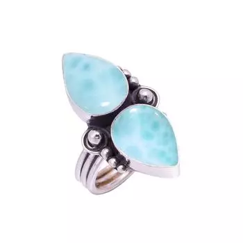 Natural Larimar / Pactolite - Dominican Republic Gemstone 925 Sterling Silver Ring V9396, Blue Ring, Pear Ring, Valentin s Day Gift, Gift For Her, Bir
