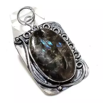 Natural Larvikite Gemstone Handmade 925 Sterling Silver Pendant 2.29 V0t61