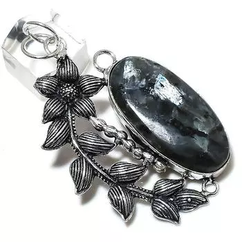 Natural Larvikite Stone Gemstone 925 Sterling Silver Gift Pendant 2.76 s7l78