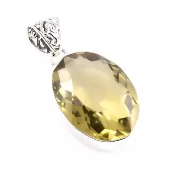 Natural Lemon Quartz Gemstone 925 Solid Sterling Silver Gift Pendant 1.6 T2z10