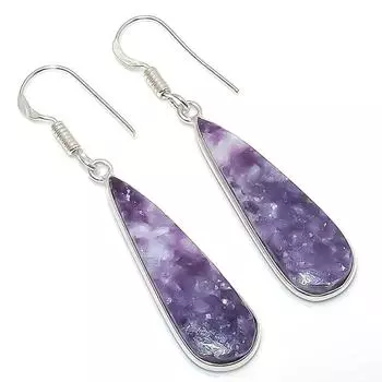 Natural Lepidolite Gemstone 925 Sterling Silver Jewelry Earring 2.01 b2s93