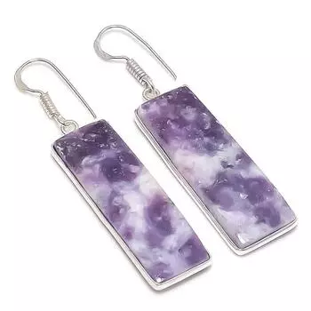 Natural Lepidolite Gemstone 925 Sterling Silver Jewelry Earring 2.17 b7s44
