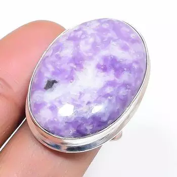 Natural Lepidolite Gemstone 925 Sterling Silver Jewelry Ring Size 7.5 w2T79