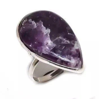Natural Lepidolite Gemstone 925 Sterling Silver Jewelry Ring Size 7 o0N21