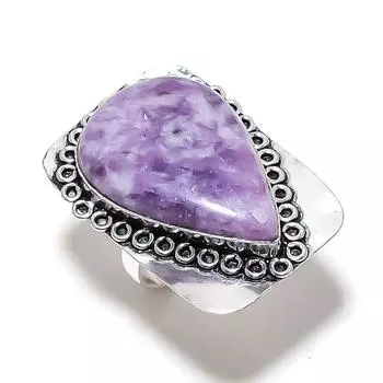 Natural Lepidolite Gemstone Handmade 925 Sterling Silver Jewelry Ring S.7 b0H84