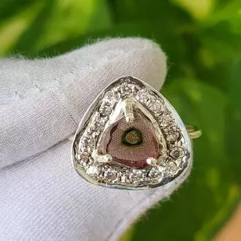Natural Liddicoatite Tourmaline 925 Sterling Silver CZ Ring Sz 7.75 US, A87 Gift 7.75 US