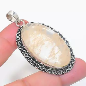 Natural Lodolite Quartz Gemstone 925 Sterling Silver Jewelry Pendant 2.44 w8i15