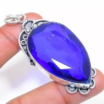 Natural London Blue Topaz 925 Sterling Silver Jewelry Pendant 2.60 M7s21