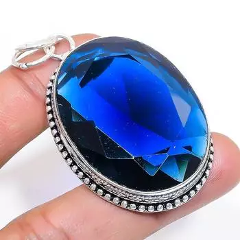 Natural London Blue Topaz 925 Sterling Silver Jewelry Pendant 2.36 y2k14