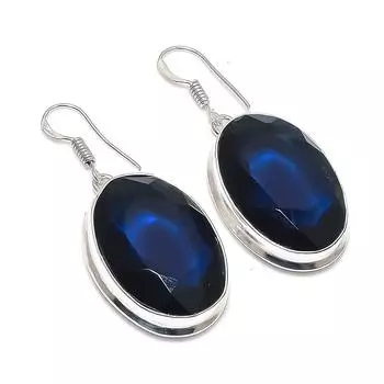 Natural London Blue Topaz 925 Sterling Silver Jewelry Earring 1.89 o3F21