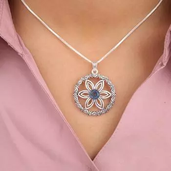 Natural London Blue Topaz Gemstone 925 Sterling Silver Handcrafted Pendant 1.48 CP-29-14