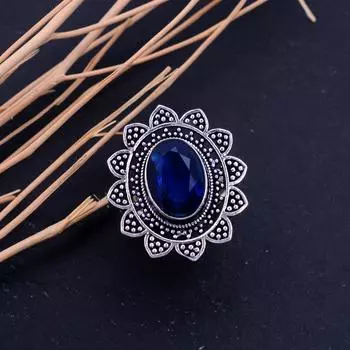 Natural London Blue Topaz Gemstone 925 Sterling Silver Ring Size 11 g9j03