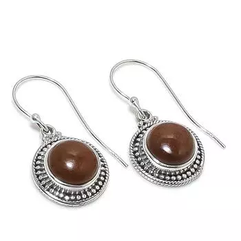 Natural Mahogany Obsidian Gemstone 925 Solid Sterling Silver Earring 1.25 O7I10
