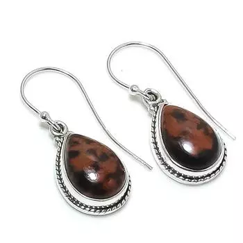 Natural Mahogany Obsidian Gemstone 925 Solid Sterling Silver Earring 1.25 L6n60