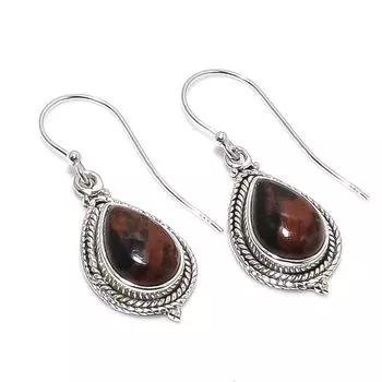 Natural Mahogany Obsidian Gemstone 925 Solid Sterling Silver Earring 1.50 p8D58