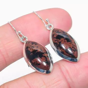 Natural Mahogany Obsidian Gemstone 925 Solid Sterling Silver Earring 1.50 M6f57