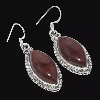 Natural Mahogany Obsidian Gemstone 925 Solid Sterling Silver Earring 1.54 U6G11