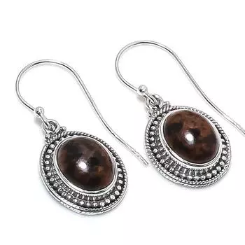 Natural Mahogany Obsidian Gemstone 925 Solid Sterling Silver Earring 1.25 s1D66