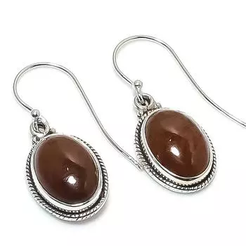 Natural Mahogany Obsidian Gemstone 925 Solid Sterling Silver Earring 1.25 a0I30