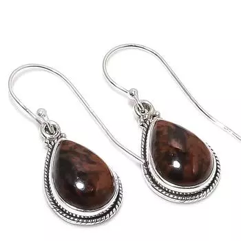 Natural Mahogany Obsidian Gemstone 925 Solid Sterling Silver Earring 1.25 T0c31