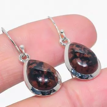 Natural Mahogany Obsidian Gemstone 925 Solid Sterling Silver Earring 1.50 G5v79