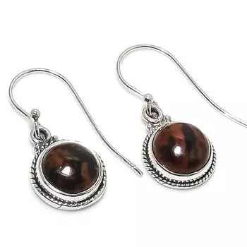 Natural Mahogany Obsidian Gemstone 925 Solid Sterling Silver Earring 1.25 q9C21