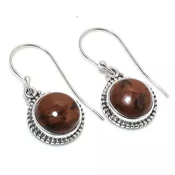 Natural Mahogany Obsidian Gemstone 925 Solid Sterling Silver Earring 1.25 n6C99