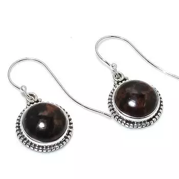 Natural Mahogany Obsidian Gemstone 925 Solid Sterling Silver Earring 1.25 W9f23