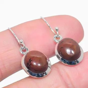 Natural Mahogany Obsidian Gemstone 925 Solid Sterling Silver Earring 1.25 a7b13