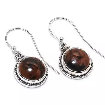 Natural Mahogany Obsidian Gemstone 925 Solid Sterling Silver Earring 1.25 m2b23