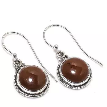 Natural Mahogany Obsidian Gemstone 925 Solid Sterling Silver Earring 1.25 G9u39