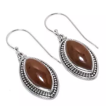 Natural Mahogany Obsidian Gemstone 925 Solid Sterling Silver Earring 1.50 g0i97