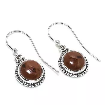 Natural Mahogany Obsidian Gemstone 925 Solid Sterling Silver Earring 1.25 v2S70