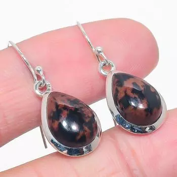 Natural Mahogany Obsidian Gemstone 925 Solid Sterling Silver Earring 1.25 L1F15