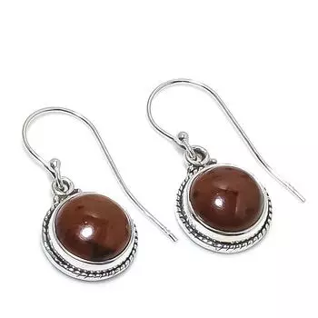 Natural Mahogany Obsidian Gemstone 925 Solid Sterling Silver Earring 1.25 o0Q11