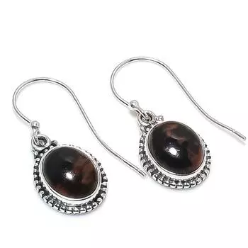 Natural Mahogany Obsidian Gemstone 925 Solid Sterling Silver Earring 1.25 v6a23