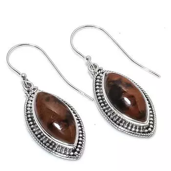 Natural Mahogany Obsidian Gemstone 925 Solid Sterling Silver Earring 1.50 O7P29