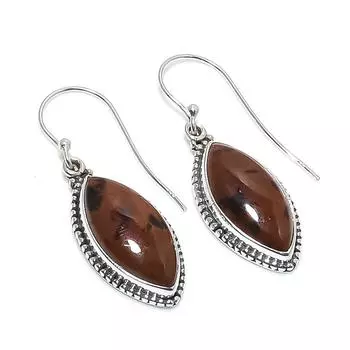 Natural Mahogany Obsidian Gemstone 925 Solid Sterling Silver Earring 1.50 M2w28