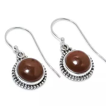 Natural Mahogany Obsidian Gemstone 925 Solid Sterling Silver Earring 1.25 f3V67