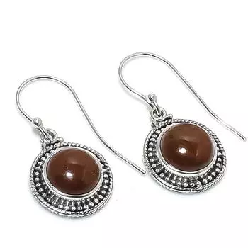 Natural Mahogany Obsidian Gemstone 925 Solid Sterling Silver Earring 1.25 s9R43