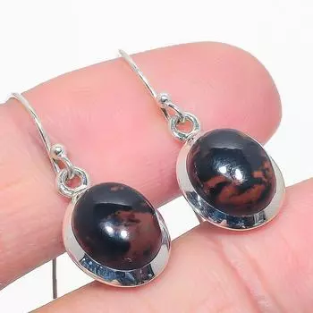 Natural Mahogany Obsidian Gemstone 925 Solid Sterling Silver Earring 1.25 k7I80