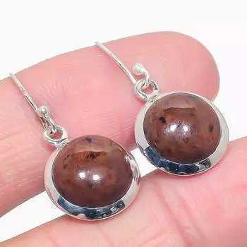 Natural Mahogany Obsidian Gemstone 925 Solid Sterling Silver Earring 1.25 I0O73