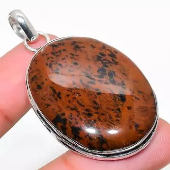 Natural Mahogany Obsidian Gemstone 925 Sterling Silver Pendant 2.17 F6O79